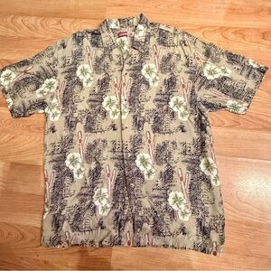 Thums Up For Him Men’s Floral Pattern Button Up Short Sleeve Shirt Size Large